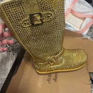 Shiekh Gold Ankle Boots with Rhinestones